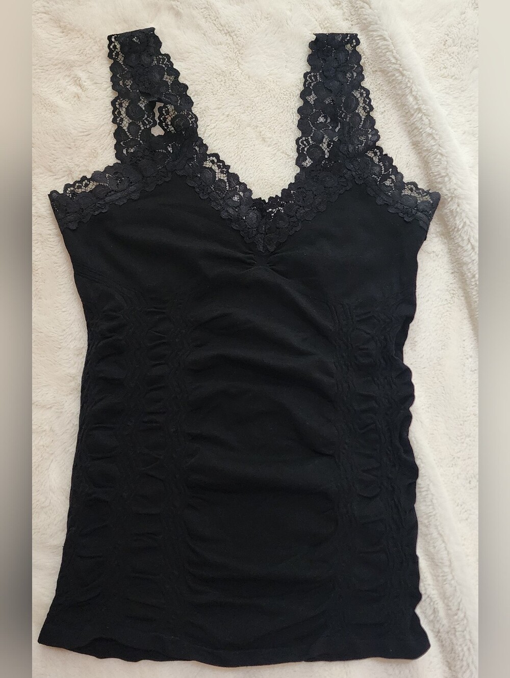 M. Rena Black Lace-Trim Camisole Tank